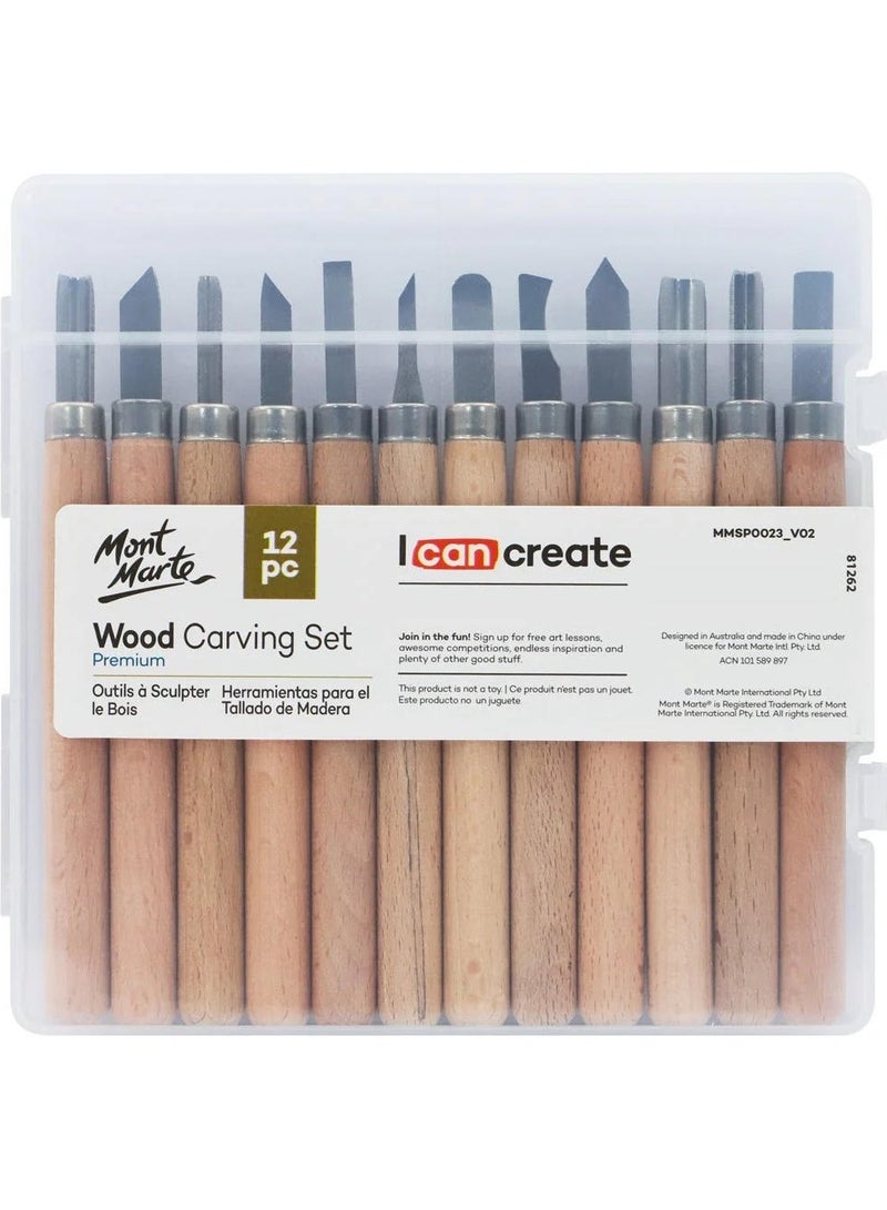 Mont Marte Wood Carving Set 12Pc