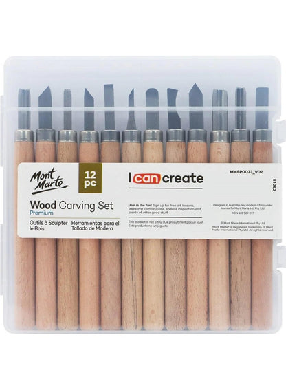 Mont Marte Wood Carving Set 12Pc