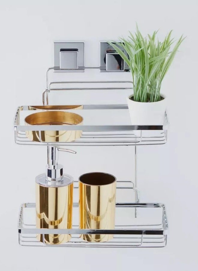 SMARTLOC Vacuum Suction Bathroom Rack with Two Shelves