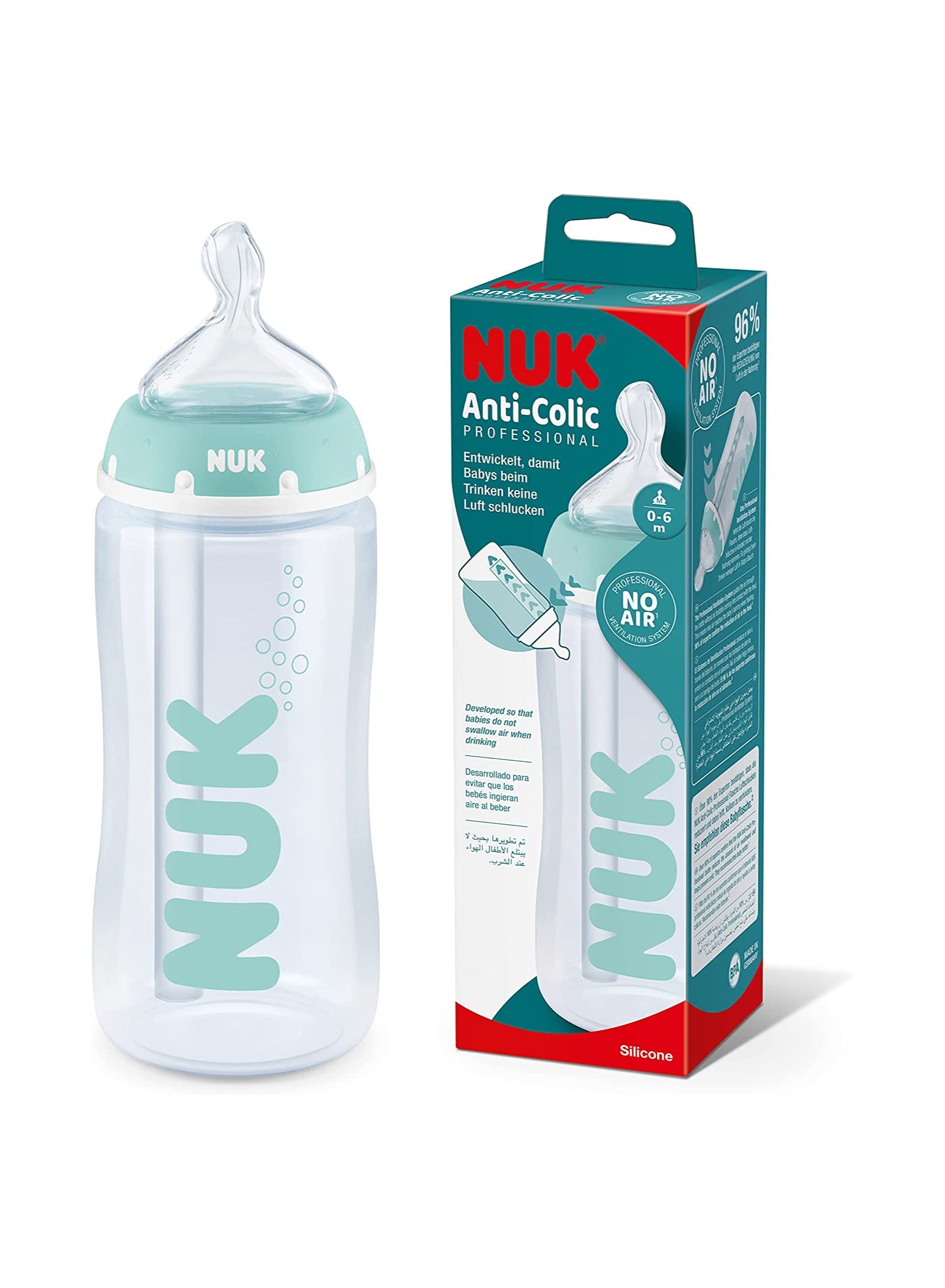 air gets, air valve, anti-colic professional, baby bottle, extra wide, hot wide, leak-proof, less air, means less, nuk, nuk first, nuk teat, soft zone, super soft, wide lip