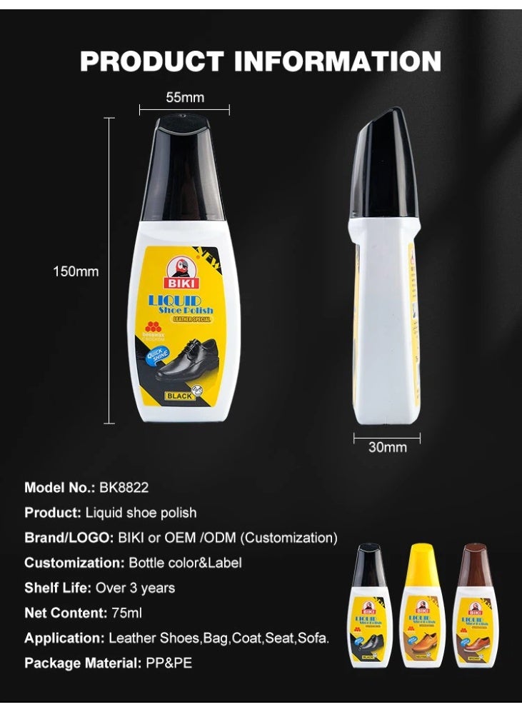 Biki Liquid Shoe Polish Black 75 ML