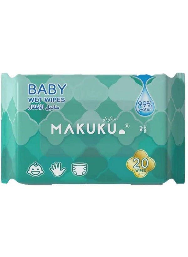 Makuku 99% Water Based Baby Wet Wipes - 20 Pcs