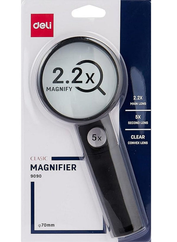 Deli Magnifier Glass 70mm Diameter Black