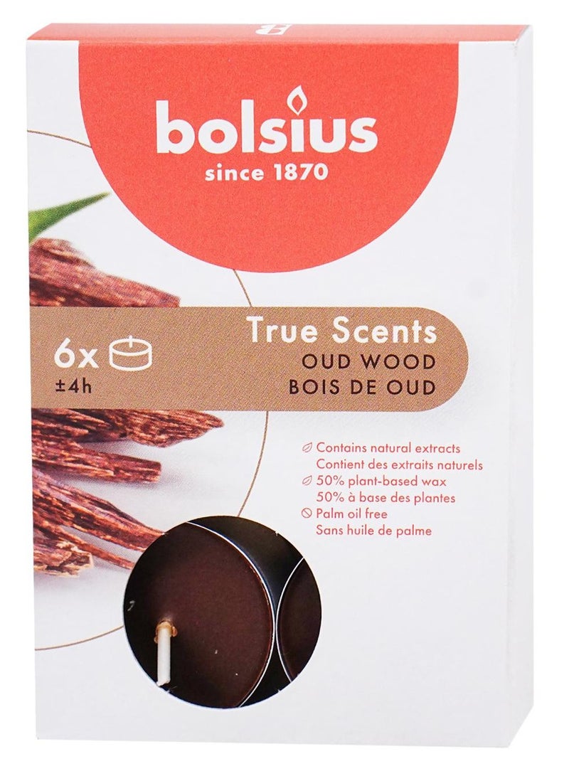 BOLSIUS True Scents Oud Wood Tealights Pack of 6