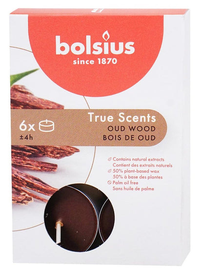 BOLSIUS True Scents Oud Wood Tealights Pack of 6