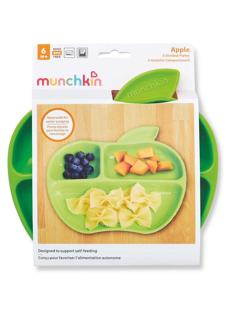 Munchkin Little Apples Divided Plate Pack of 3